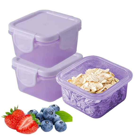 Bxaolu 3Pack Snack Containers, Mini Snack Containers for Mini Fridge, Small Food Storage Containers with Locking Lids, Reusable, 150ML/ 5Oz, Purple