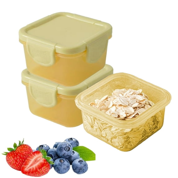 Bxaolu 3Pack Snack Containers, Mini Snack Containers for Mini Fridge, Small Food Storage Containers with Locking Lids, Reusable, 150ML/ 5Oz, Yellow