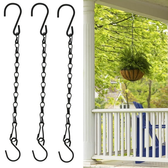 Bxaolu 3Pcs 11 Inch Black Hanging Chains, Garden Plant Hangers for Hanging Bird Feeders, Billboards, Chalkboards, Basket, Planters, Lanterns, Wind Chimes and Decorative Ornaments