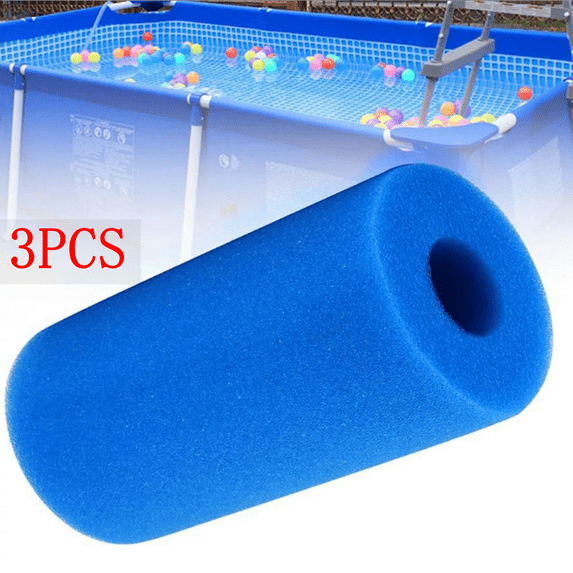 Bxaolu 3Pcs Pool Filter Sponge Foam Cartridge, Pool Cartridge Filter Replacement, Reusable Foam Filter for Pool Pump, Washable Sponge Foam Cartridge