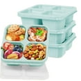 thumbnail image 1 of Bxaolu 4 Pack Bento Snack Containers Set, 4 Compartment Food Storage Containers, Lunch Box Set of 4, Plastic Food Storage Container, Microwave and Dishwasher Safe (Green), 1 of 8