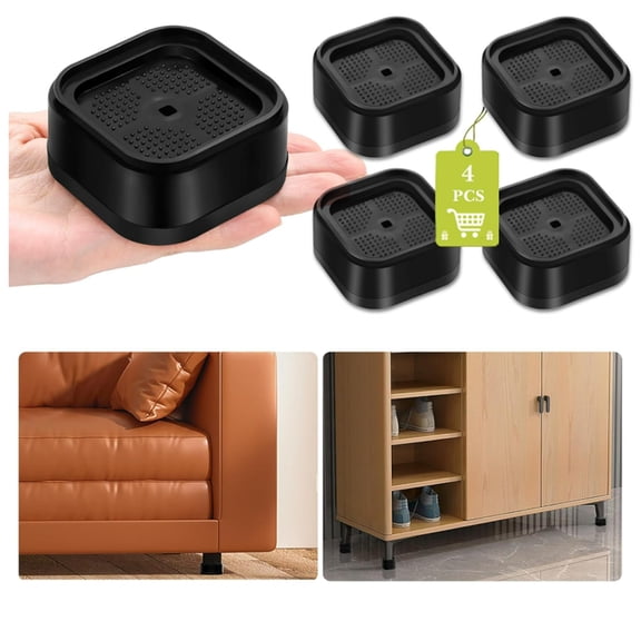 Bxaolu 4 Pack Furniture Risers Adjustable Bed Risers Heavy Duty Lifts Height 1.4", Square Stackable Bed Risers 1, 2 Inch for Desk Leg Table Couch Sofa Chair Bed Frame Legs Dorm, Black