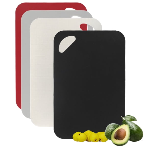 Bxaolu 4 Pack Mini Kitchen Cutting Board Set Small Fruit Cutting Board Wheat Straw Plastic Cutting Boards Mats Dishwasher Safe, Thicker Boards for for Meat, Veggies, Fruits