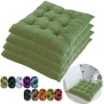 thumbnail image 1 of Bxaolu 4 Pack Soft Velvet Chair Pads with Ties - 16x16 Seat Cushions for Dining & Office Chairs - Non-Slip, Washable, Comfortable - Army Green Velvet Chair Pads Set, 1 of 7