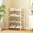 thumbnail image 1 of Bxaolu 4-Tier Small Shoe Rack, Stackable Shoe Shelf Storage Organizer, Narrow Shoe Rack Sturdy for Closet Hallway Entryway Living Room Bedroom (White), 1 of 7