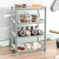 thumbnail image 1 of Bxaolu 4 Tier Storage Rack Plastic Shelving Unit, Storage Standing Shelf Organizer for Laundry Bathroom Kitchen Pantry Closet Garage Basement Utility Room, Green, 1 of 6