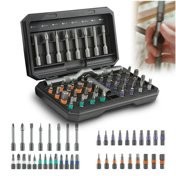 Bxaolu 42 in 1 Magnetic Screwdriver Set, Multi Bit Free Combination Ratchet Screwdriver Set with T Handle, Portable Repair Tool Kit for Gifts, Furniture, Computer, Bicycle and DIY, Gray