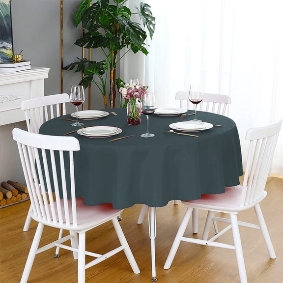 Bxaolu 48 Inch Round Tablecloth, Waterproof Spill-Proof Washable Polyester Table Cloth Decorative Tablecover for Birthday Farmhouse Outdoor Party Tablecloths, Gray