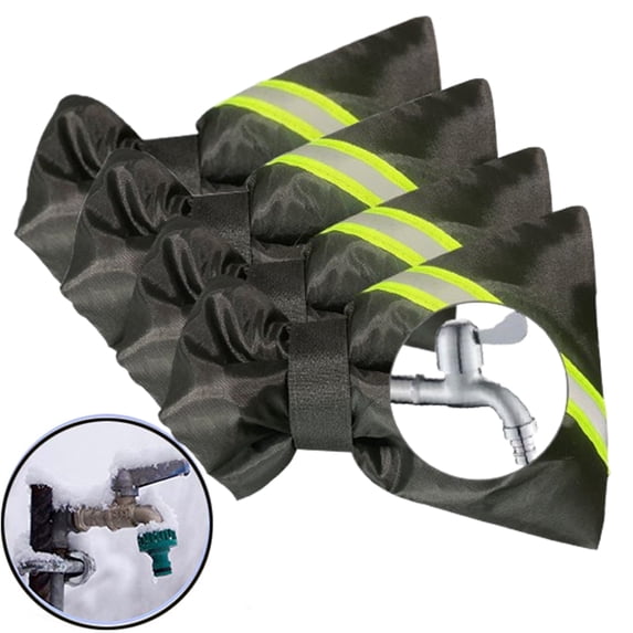 Bxaolu 4Pack Outdoor Faucet Covers for Winter,6.7"H x 8.3"W Outdoor Water Faucet Cover Socks for Winter Freeze Protection Pipe Insulation Reusable Waterproof Insulated Spigot Backflow Cover, Black