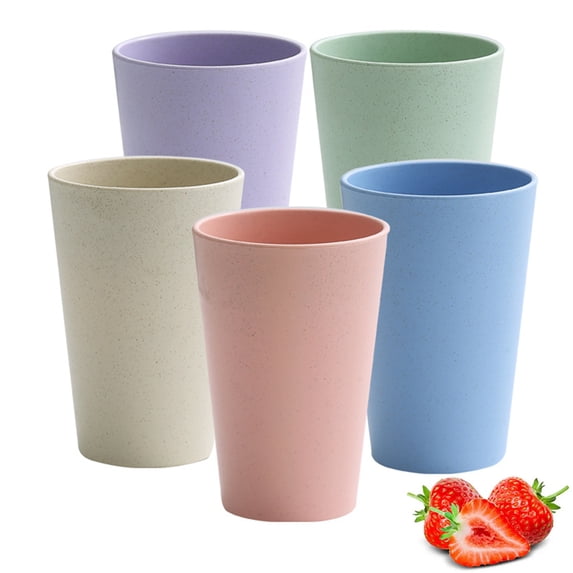Bxaolu 5 Pcs Unbreakable Plastic Cups Set, 16.9 oz Reusable Plastic Cups, Stackable Water Tumblers, Drinking Cup for Kitchen, Outdoor, BPA-free, Dishwasher Refrigerator and Microwave Safe(5 Colors)