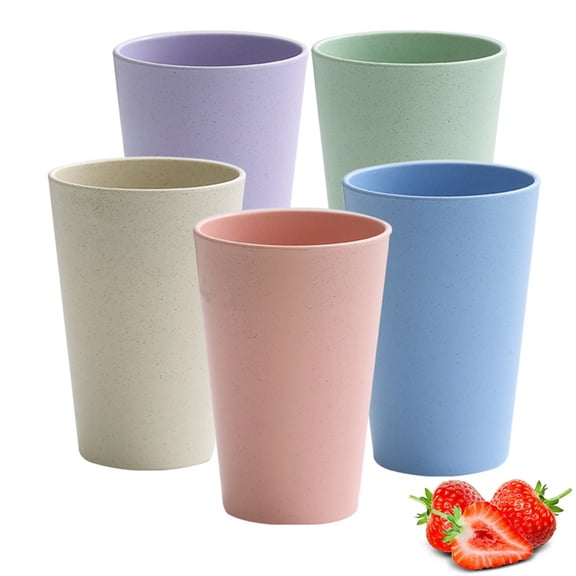 Bxaolu 5 Pcs Unbreakable Plastic Cups Set, 16.9 oz Reusable Plastic Cups, Stackable Water Tumblers, Drinking Cup for Kitchen, Outdoor, BPA-free, Dishwasher Refrigerator and Microwave Safe(Purple)