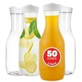 thumbnail image 1 of Bxaolu [50.7oz - 4 Pack] Plastic Carafe with Lid, Large Capacity- Clear Pitcher with Flip Top Lid, Easy-Pour Spout Juice Containers with Lids, Hand Wash Only - Perfect for Mimosa Bar, 1 of 9