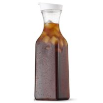 Bxaolu 50 Oz Water Carafe with Flip Top Lid, Square Base Juice Containers Clear Plastic Pitcher for Water Iced Tea Juice Milk Lemonade Mimosa Bar and Other Beverages