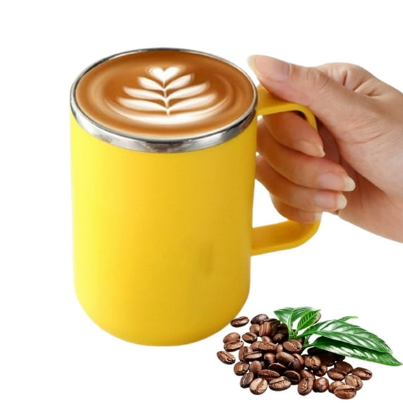 Bxaolu 500ML/16.9oz Stainless Steel Insulated Coffee Mug with Handle, Double Wall Vacuum Travel Mug, Tumbler Cup with Lid, Yellow