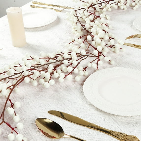 Bxaolu 6.4Ft Berry Garland, Christmas Holly Berry Vine for Xmas Tree, Mantle, Tabletop, Indoor Outdoor Artificial Christmas Decoration (White)