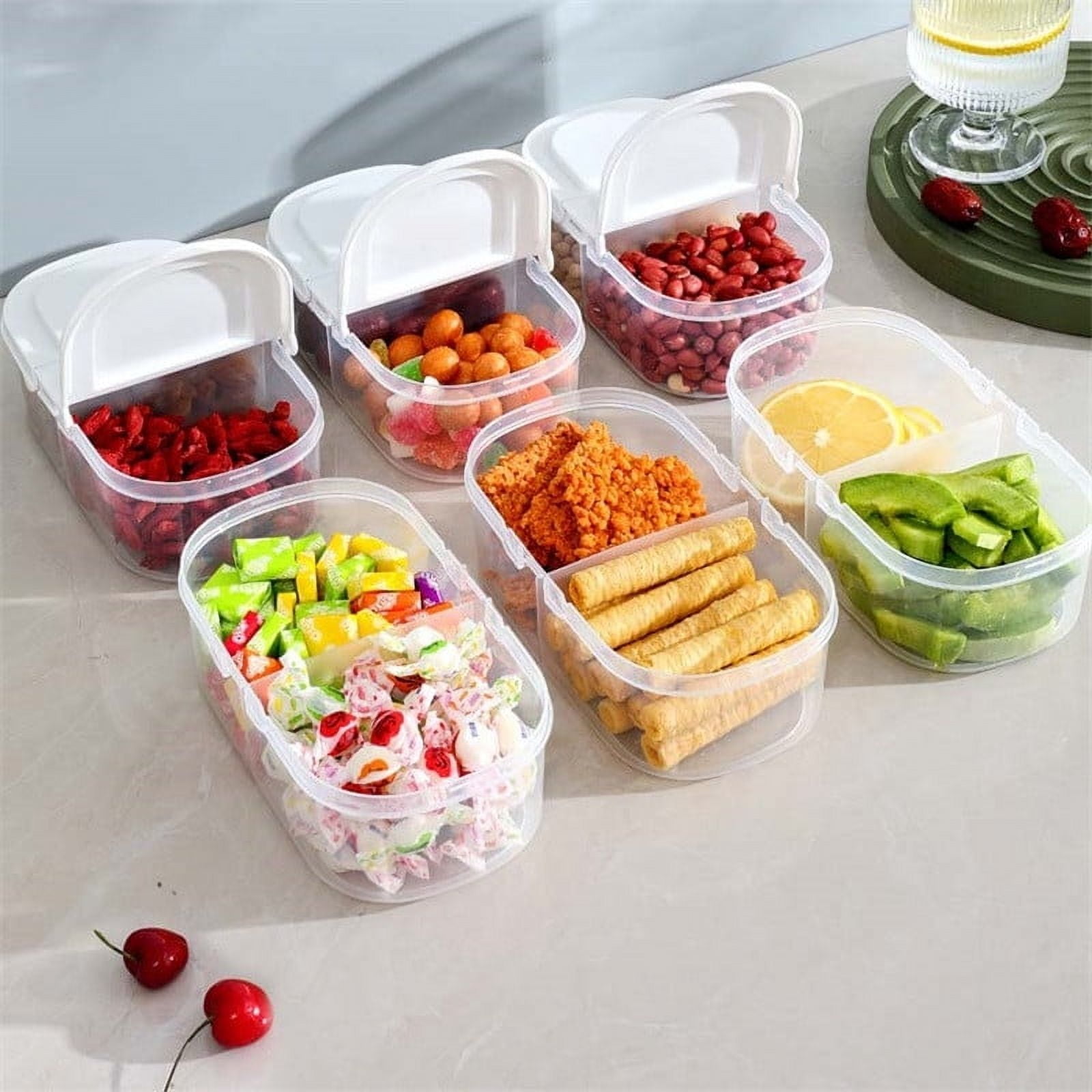 Bxaolu 6 Pack Divided Storage Tray with Lid, 2 Compartment Box ...