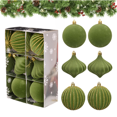 thumbnail image 1 of Bxaolu 6 Pcs Velvet Christmas Balls Ornaments Christmas Tree Decorations, 3.15“Flocked Christmas Hanging Balls for Xmas Holiday Party Wedding Family Gathering(Green), 1 of 7