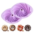 thumbnail image 1 of Bxaolu 7.7 Inch Silicone Spiral Fluted Tube Cake Pan, 2 Pack Non Stick Silicone Baking Molds for Cake, Bread, Brownie, Jello, Purple, 1 of 6