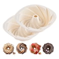 thumbnail image 1 of Bxaolu 7.7 Inch Silicone Spiral Fluted Tube Cake Pan, 2 Pack Non Stick Silicone Baking Molds for Cake, Bread, Brownie, Jello, White, 1 of 6