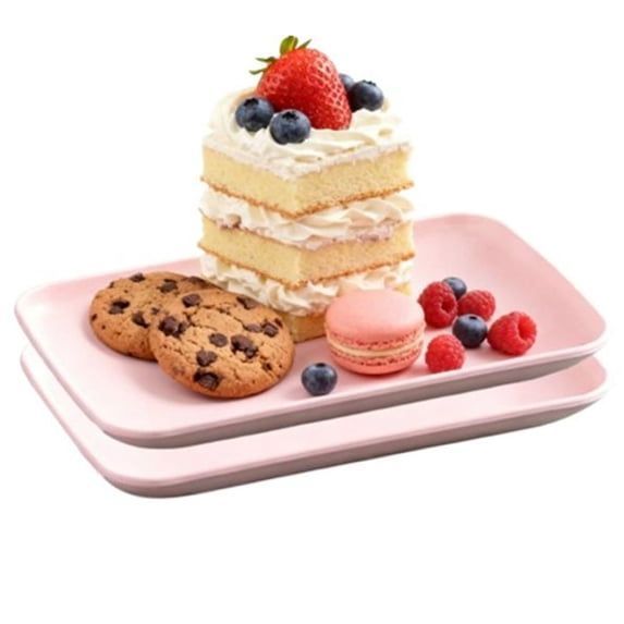 Bxaolu 8.2in Rectangular Serving Plates-Large Serving Platter Set Salad Plates - Big Serving Trays for Parties Meat, Sushi, Dinner Plate Oven Safe Dinnerware Set of 2, Pink