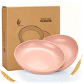 thumbnail image 1 of Bxaolu 8.9 Inch Unbreakable Wheat Straw Plates - 2PCS Reusable Plate Set - Dishwasher & Microwave Safe - Dinner Dishes Lightweight Plates Salad Adult Plate for Kitchen Camping - BPA Free - Pink, 1 of 9