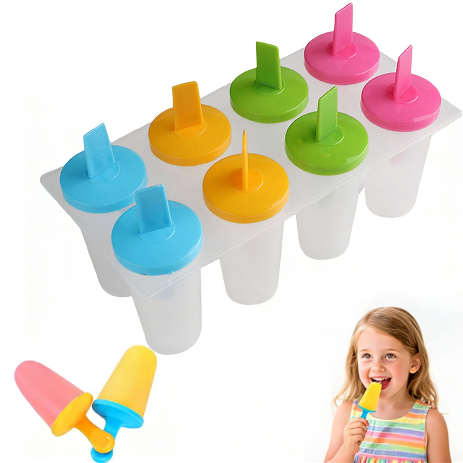 Bxaolu 8-Cavity Mini Silicone Popsicles Molds, Reusable Small Popsicle ...