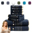 thumbnail image 1 of Bxaolu 8 Piece Bath Towel Set, Microfiber Bathroom Towel - 2 Bath Towels, 2 Hand Towels, and 4 Wash Cloths, Super Soft, Star Pattern Highly Absorbent Towels for Bathroom, Gym, Hotel, and Spa, 1 of 8