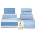 thumbnail image 1 of Bxaolu 8 Piece Premium Towel Set, 2 Bath + 2 Hand + 4 Wash Cloths, Velvet&nbsp;Spun Cotton, Highly Absorbent Towels for Bathroom, Gym, Hotel, and Spa, Blue, 1 of 7