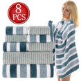 thumbnail image 1 of Bxaolu 8 Piece Stripes Towel Set, Super Soft & Absorbent Cotton Towels Set for Bathroom Decor, 2 Bath, 2 Hand, 4 Washcloths, Quick Dry Shower Towel for Family Gym, 1 of 8