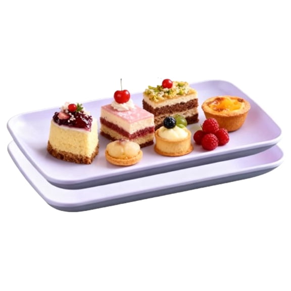 Bxaolu 9.6in Rectangular Serving Plates-Large Serving Platter Set Salad Plates - Big Serving Trays for Parties Meat, Sushi, Dinner Plate Oven Safe Dinnerware Set of 2, Purple