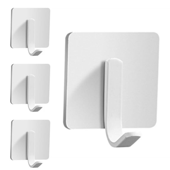 Bxaolu Adhesive Hooks for Hanging, Self Adhesive Hanger Stainless Hook for Hanging, Wall Hooks Heavy Duty Hooks Metal Hooks Coat Hooks Towel Hooks Key Holder Utility Hooks 4 Pack (White)