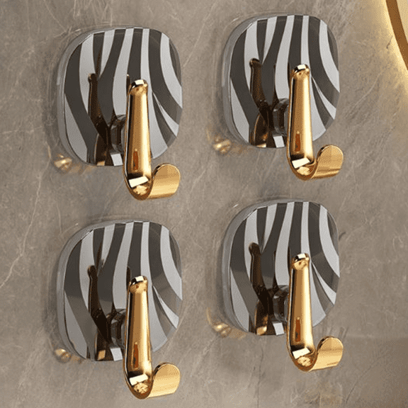 Bxaolu Adhesive Hooks Heavy Duty 15lb(Max) Wall Hooks, 4 Pack Self Adhesive Plastic Towel Rack for Coat Robe, Waterproof Oilproof Rustproof for Bathroom Shower Kitchen Office