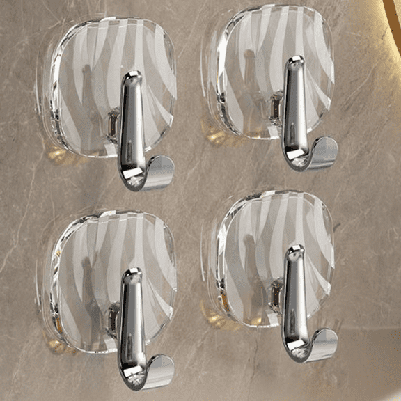 Bxaolu Adhesive Hooks Heavy Duty 15lb(Max) Wall Hooks, 4 Pack Self Adhesive Plastic Towel Rack for Coat Robe, Waterproof Oilproof Rustproof for Bathroom Shower Kitchen Office