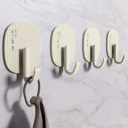 Bxaolu Adhesive Hooks, Self Adhesive Wall Hooks Small Stick on Hooks Waterproof Plastic Shower Hangers Towel Hooks for Bathroom Kitchen Livingroom - 4 Pcs
