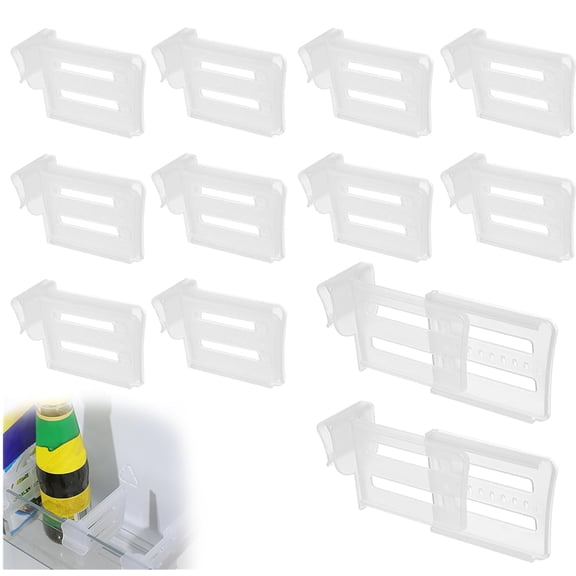 Bxaolu Adjustable Fridge Dividers 12Pcs Clear Retractable Fridge Drawer Separators Plastic Snap-On Clips for Refrigerator Drawers Cabinet Kitchen Fridges Organizer Clip Expandable from 3.1"-4.7"
