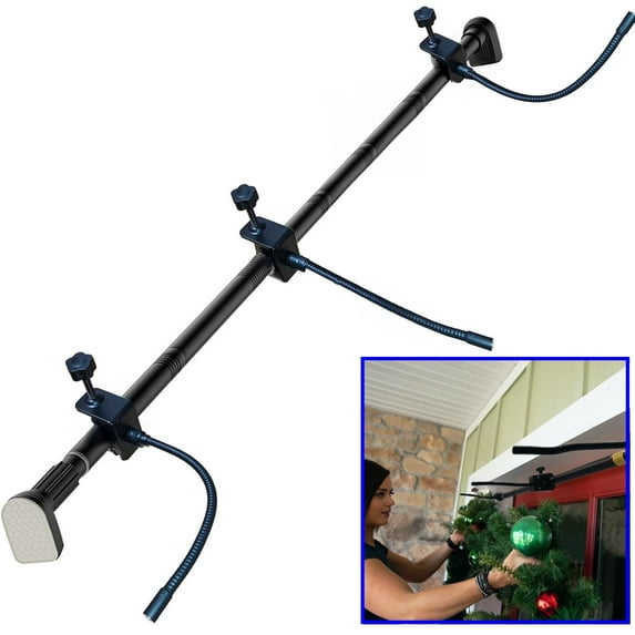 Bxaolu Adjustable Garland Hanger for 32"-52" Doors | Heavy-Duty Holiday Decoration Holder for Wreaths, Lights, & Garland | No Screws, Double-Sided Tape – Easy Installation