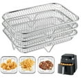 thumbnail image 1 of Bxaolu Air Fryer Racks, 3Pack Round Stackable Dehydrator Racks with Insulated Clamp and Silicone&nbsp;Feet, Universal Stainless Steel Kitchen Air Fryer Accessories Fit all 4.2QT-6.8QT Air Fryer, 8", 1 of 9