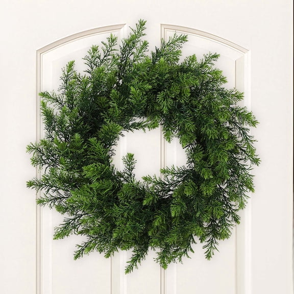 Bxaolu Artificial Fall Wreath for Front Door Autumn Wreath with Green Leaves, Berry Branches,Mixed Leaves for Farmhouse Indoor Outdoor Window Wall Door Decor (D)