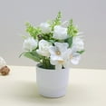thumbnail image 1 of Bxaolu Artificial Flower Plants Faux Small Potted Plant with White Pot Fake Bonsai Flower for Home, Office, Indoor and Outdoor Occasions Decor (White), 1 of 6