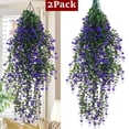 thumbnail image 1 of Bxaolu Artificial Hanging Flowers Outdoor Faux Plants Spring Summer Decor Fake Silk Violets, Realistic UV Resistant Trailing Vines Porch Yard Indoor Wedding Favors(Purple,2Pcs), 1 of 8