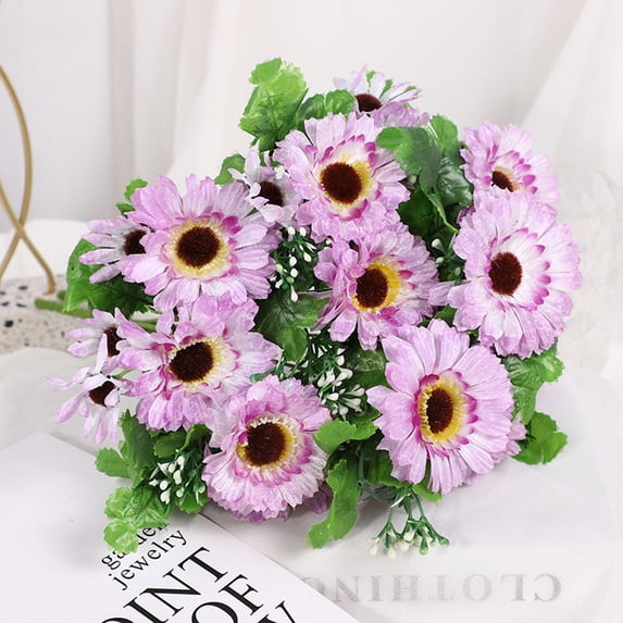 Bxaolu Artificial Sunflowers for Outdoors - 1 Bunches Fake Sunflower Bouquets, UV Resistant Silk Flowers for Home Wedding Fall Decor, Garden Party Centerpieces, 13 Inches