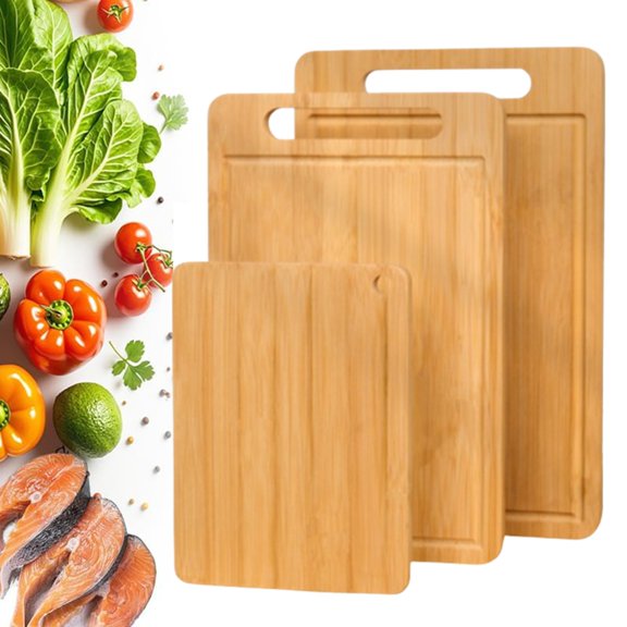Bxaolu Bamboo Cutting Boards for Kitchen, 1Pack Wood Cutting Board for Chopping Meat, Vegetables, Fruits, Cheese, Knife Friendly Serving Tray with Handles(13.3L" x 8.6W")