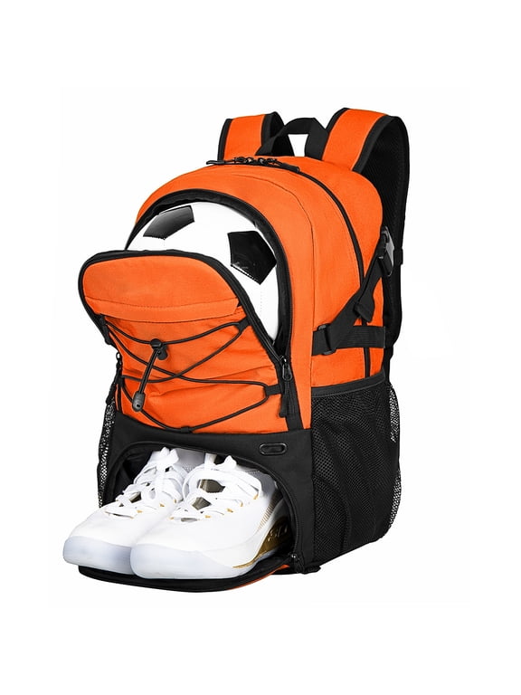 Basketball Backpack Basketball Equipment Bag with Ball and Shoe Compartment, 32L Capacity Lightweight Soccer Backpack Volleyball Backpacks, Orange