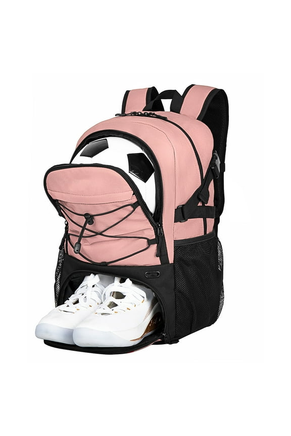 Basketball Backpack Basketball Equipment Bag with Ball and Shoe Compartment, 32L Capacity Lightweight Soccer Backpack Volleyball Backpacks, Pink