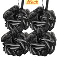 thumbnail image 1 of Bxaolu Bath Loofah Sponge, 4 Pack Black 50G Shower Mesh Ball Soft Pouf Body Scrubber, Exfoliate, Cleanse, Soothe Skin, Body Wash Sponge, Black, 1 of 7