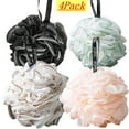 thumbnail image 1 of Bxaolu Bath Loofah Sponge, 4 Pack Black 50G Shower Mesh Ball Soft Pouf Body Scrubber, Exfoliate, Cleanse, Soothe Skin, Body Wash Sponge, 1 of 8