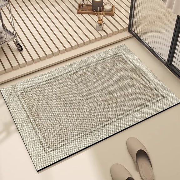 Bxaolu Bath Mat-Bathroom Mat Rug Non Slip Super Absorbent Stain Resistant Quick Dry Thin Bath Rug- Diatomite Bath Mats for Bathroom Floor Bathtub Vanity-Bathmat Bath Rug Easy Care-16"x24"