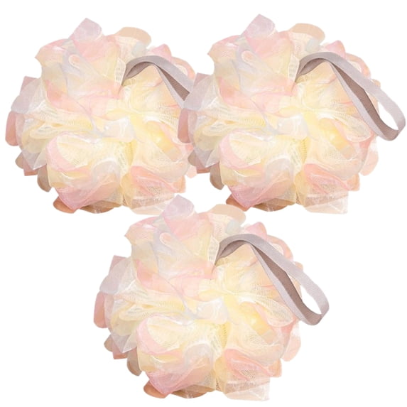 Bxaolu Bath Sponges Loofahs 50g, 3 Pack Shower Sponge Exfoliating Cleaning Bath Loofa Body Scrubber Balls for Women Men Washing, Multicolor