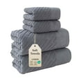 thumbnail image 1 of Bxaolu Bath Towel Set, Cotton Bathroom Towels, Soft and Absorbent, 4 Piece Towel Set Include 2 Bath Towels, 2 Washcloths, Gray, 1 of 7