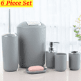 thumbnail image 1 of Bxaolu Bathroom Accessories Set 6 Piece Bath Ensemble Includes Soap Dispenser, Toothbrush Holder, Toothbrush Cup, Soap Dish for Decorative Countertop and Housewarming Gift, Gray, 1 of 6